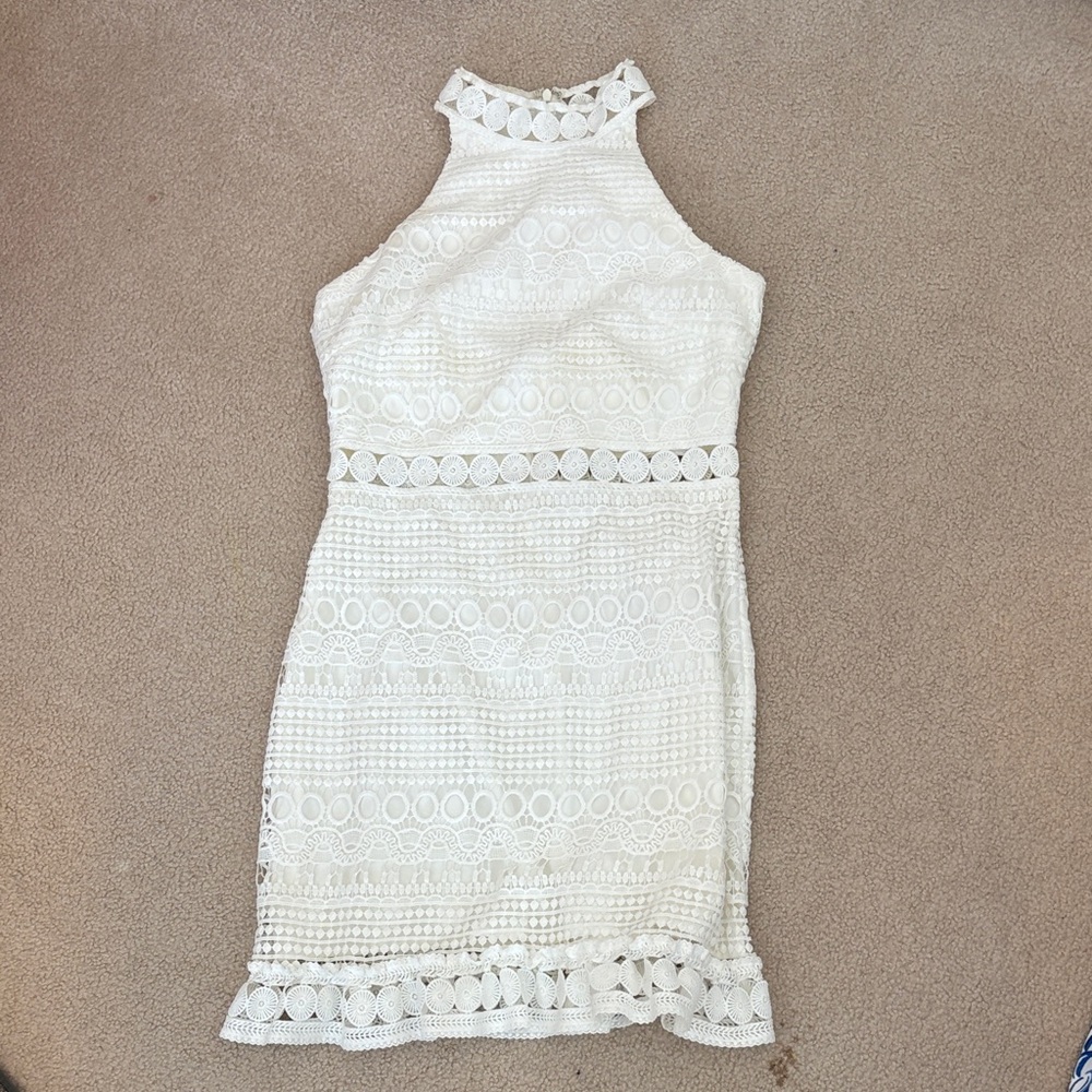 Chic Ivory Lace Mini Dress
